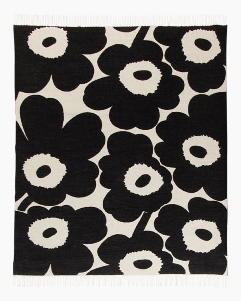 Marimekko Wolldecke Unikko weiss schwarz