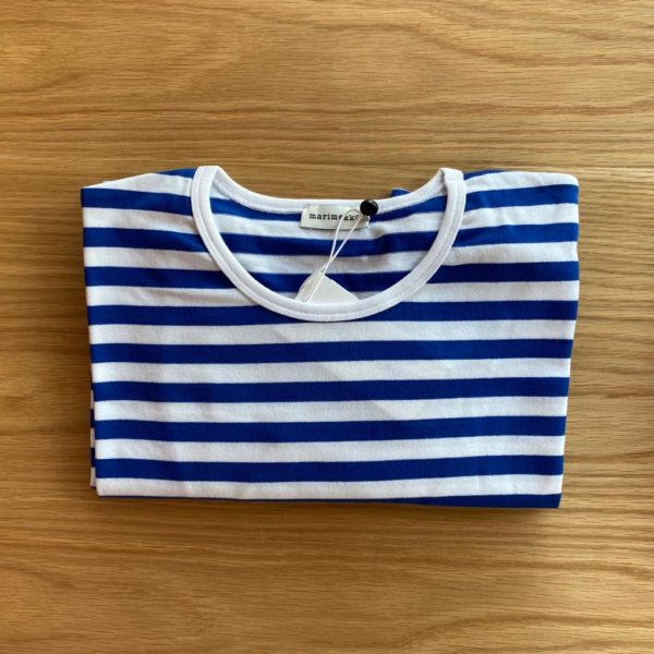 Marimekko Mari Shirt Baumwolle blau weiss gestreift