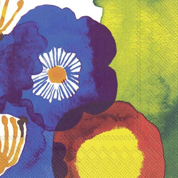 Servietten von Marimekko mit dem tollen JUHANNUSTAIKA Muster sind immer ein tolles Accessoir.