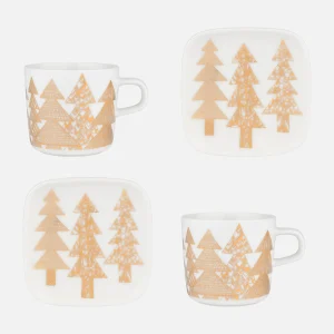 Dieses Tasse und Untersetzer Set OIVA / KUUSIKOSSA bestehen aus Keramik, das spülmaschinen-, ofen-, mikrowellen- und gefriergeeignet ist.
