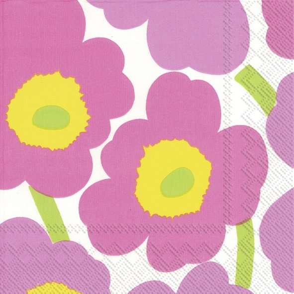Servietten Marimekko UNIKKO pink in zartem Rosa mit floralem Design