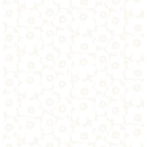 Dieser Baumwollstoff von Marimekko hat eine Rapportlänge von 156 cm und zeigt das PIENI UNIKKO Muster in den Farben weiss und off-white.