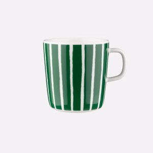 Marimekko Piccolo Tasse 4 dl mit grün-weissem Muster im Oiva-Design