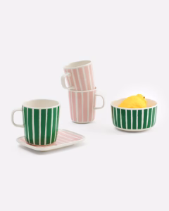 Marimekko Piccolo Tasse 4 dl mit grün-weissem Muster im Oiva-Design