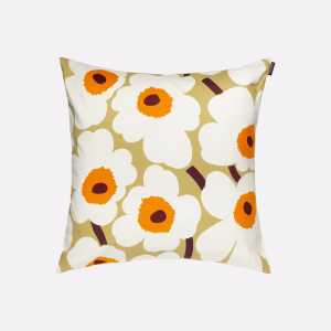 Marimekko Kissenüberzug PIENI UNIKKO 50×50 cm aus Baumwolle mit rotem Blumenmotiv