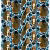Marimekko Kurre Panama Stoff mit Eichhörnchen-Muster, weiss, braun, schwarz, hellblau