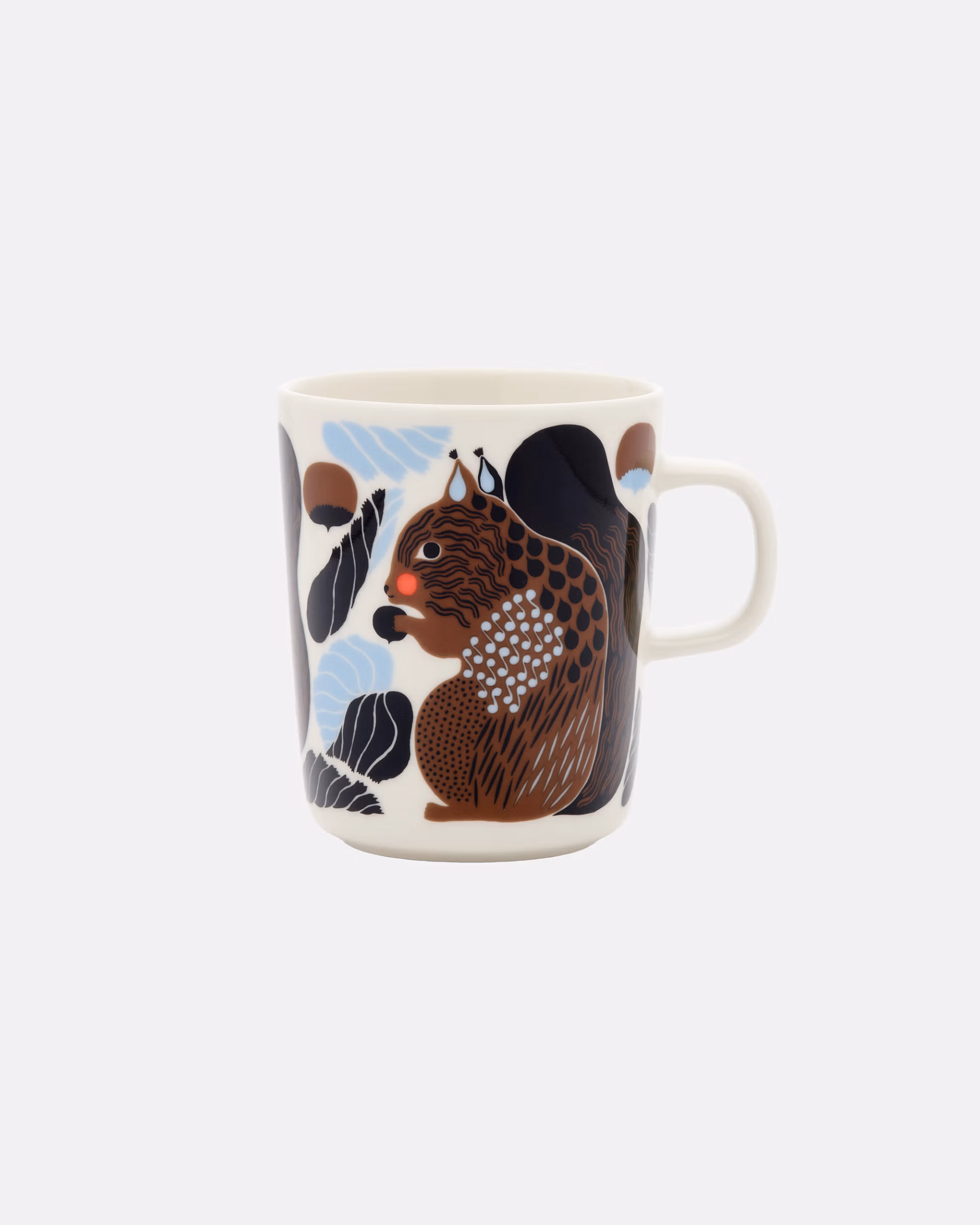 Marimekko Oiva Kurre Tasse mit Eichhörnchen-Muster, weisses Steingut