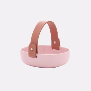 Marimekko Oiva Pikku Koppa Servierschale in rosa mit Lederhenkel