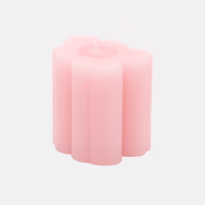 Marimekko Unikko Kerze in rosa, handgegossen in Blütenform